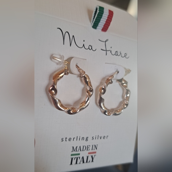 Italy Mia Fiore Sterling Silver Twisted Hoop Earrings New Box Date Night Gift - Picture 4 of 6